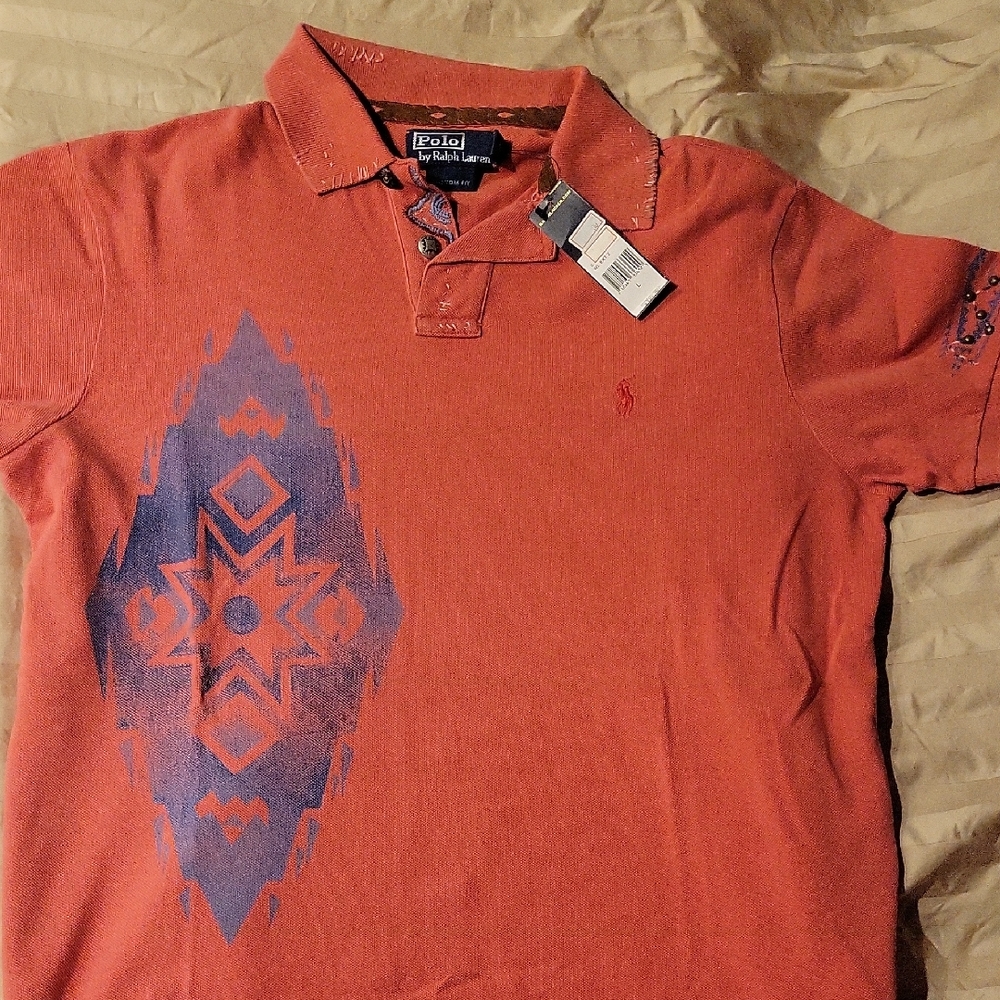 Rare vintage Polo by Ralph Lauren Men's Orange and Purple Polo Shirt